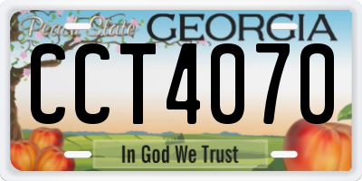 GA license plate CCT4070