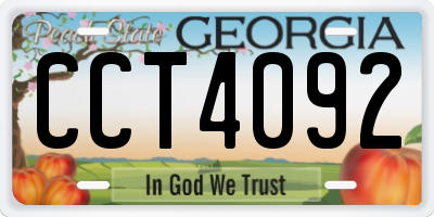 GA license plate CCT4092