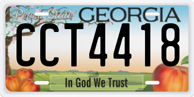 GA license plate CCT4418