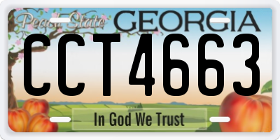GA license plate CCT4663