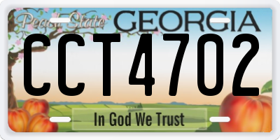 GA license plate CCT4702