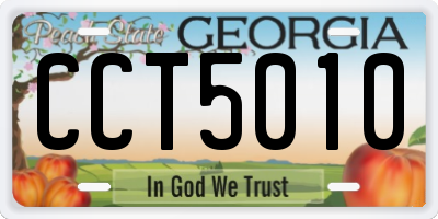 GA license plate CCT5010