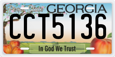 GA license plate CCT5136