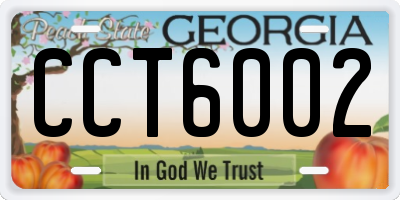 GA license plate CCT6002