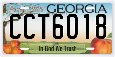 GA license plate CCT6018