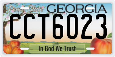 GA license plate CCT6023