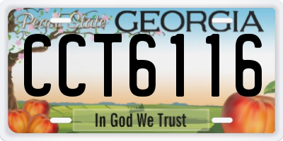 GA license plate CCT6116