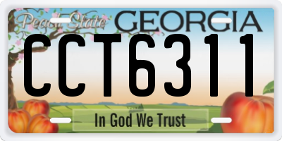 GA license plate CCT6311