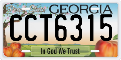 GA license plate CCT6315
