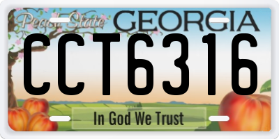 GA license plate CCT6316