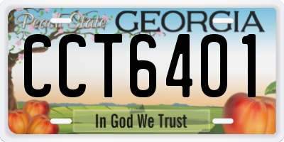 GA license plate CCT6401