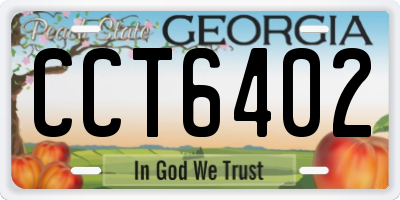 GA license plate CCT6402