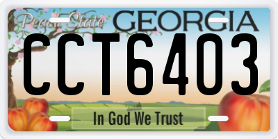 GA license plate CCT6403