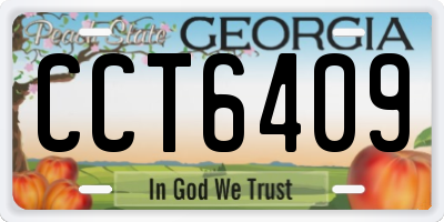 GA license plate CCT6409
