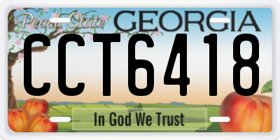 GA license plate CCT6418
