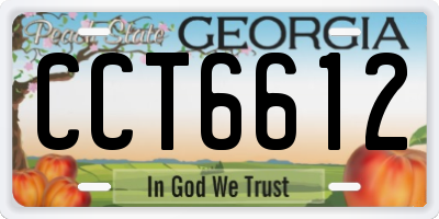 GA license plate CCT6612