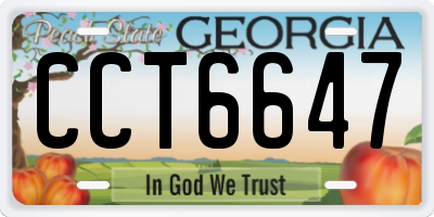 GA license plate CCT6647