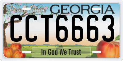 GA license plate CCT6663