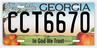 GA license plate CCT6670