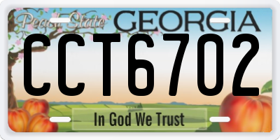 GA license plate CCT6702