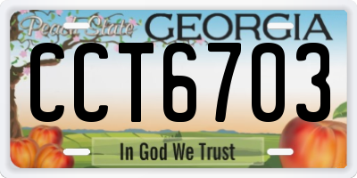 GA license plate CCT6703