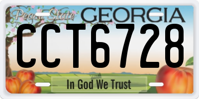 GA license plate CCT6728