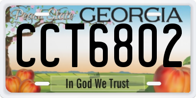 GA license plate CCT6802