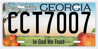 GA license plate CCT7007