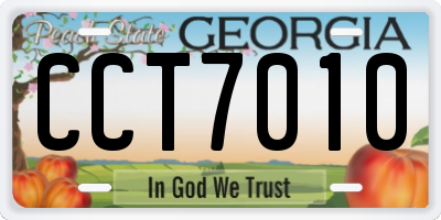 GA license plate CCT7010