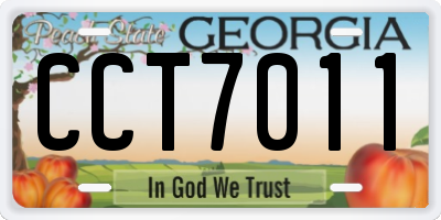 GA license plate CCT7011