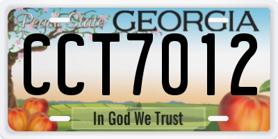 GA license plate CCT7012