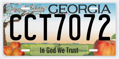 GA license plate CCT7072