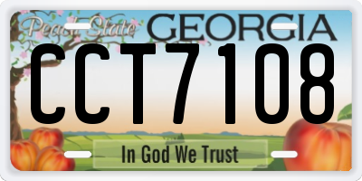GA license plate CCT7108