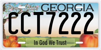 GA license plate CCT7222