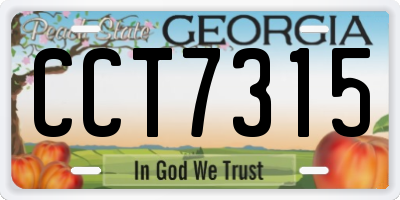 GA license plate CCT7315