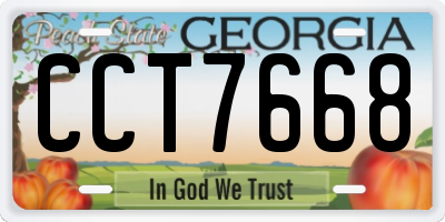 GA license plate CCT7668