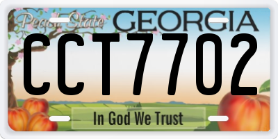 GA license plate CCT7702