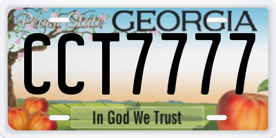 GA license plate CCT7777