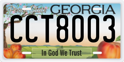 GA license plate CCT8003