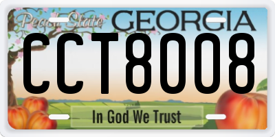 GA license plate CCT8008
