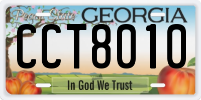 GA license plate CCT8010