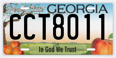 GA license plate CCT8011