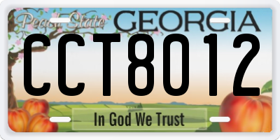 GA license plate CCT8012