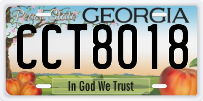 GA license plate CCT8018