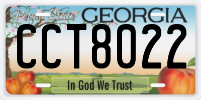 GA license plate CCT8022