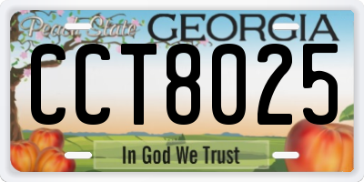 GA license plate CCT8025