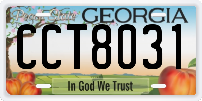 GA license plate CCT8031