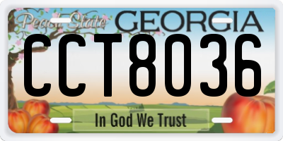 GA license plate CCT8036