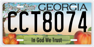 GA license plate CCT8074