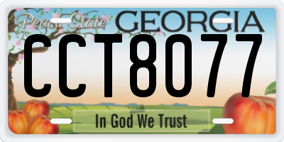 GA license plate CCT8077